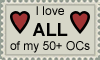 Stamp that reads I love all of my 50+ OCs.